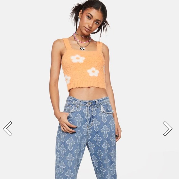 Pretty Garbage Ditsy Floral Eyelash Sweater Tank Top - Picture 3 of 3